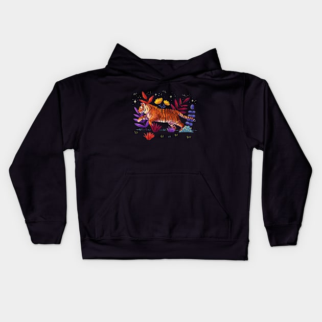 Bengal Tiger Kids Hoodie by Auvrea Studio